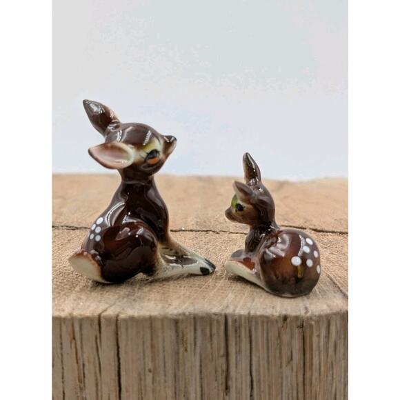 Vintage Miniature Porcelain Deer Figurines Set of 2 w/ Box Japan Fawns - Picture 12 of 13